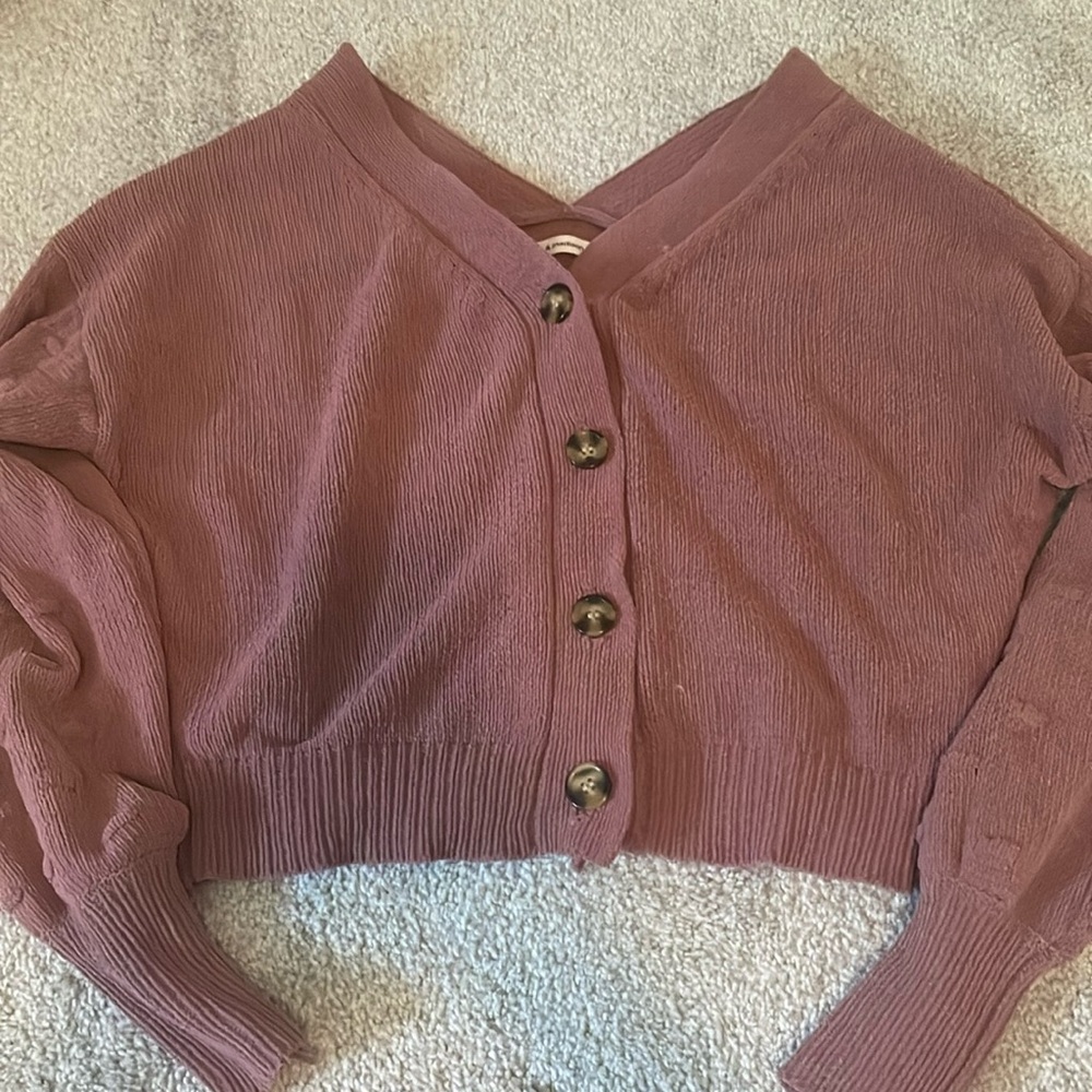 Burgundy button up sweater